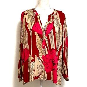Zara Red and Pink Boho Floral Blouse